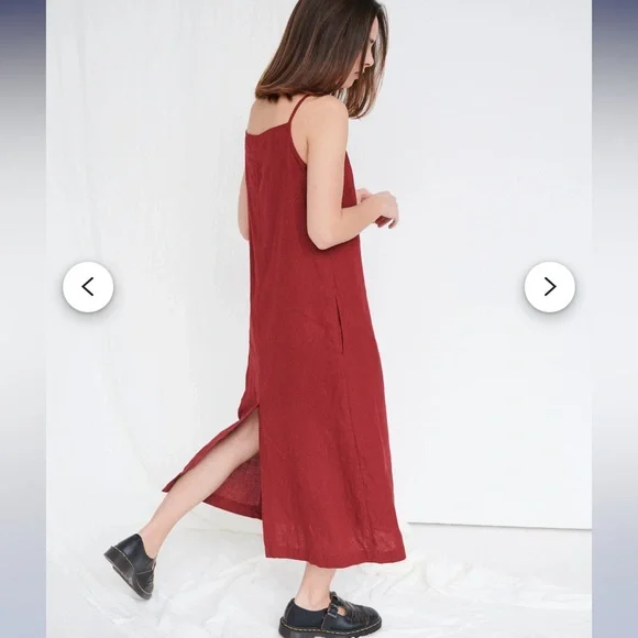 Linenfox Aurora Burgundy Red Linen Dress - Picture 2 of 6
